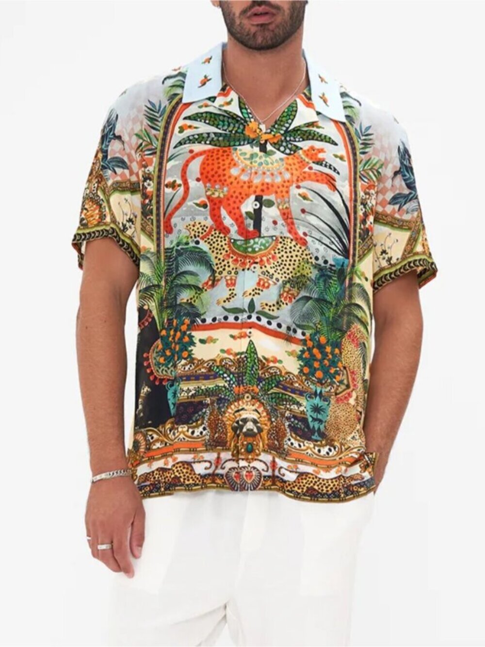 Camilla Mens Alessandros Atlantis Short Sleeve Camp Collared Shirt Size XS